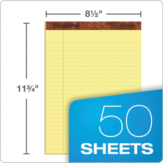 "The Legal Pad" Ruled Perforated Pads, Wide/Legal Rule, (50) Canary Yellow 8.5 x 11 Sheets, 3/Pack
