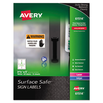 AVE61514 LABEL,SS SIGN,3.5X5,60,WH
