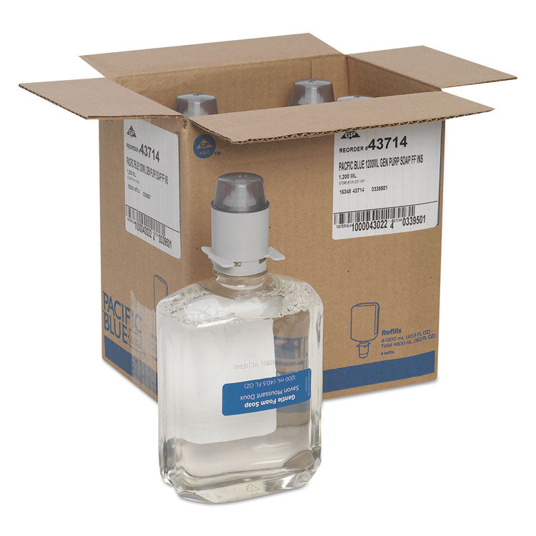 Pacific Blue Ultra Foam Soap Manual Dispenser Refill, Fragrance-Free, 1,200 mL, 4/Carton