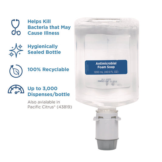 Pacific Blue Ultra Foam Soap Manual Dispenser Refill, Antimicrobial, Unscented, 1,200 mL, 4/Carton