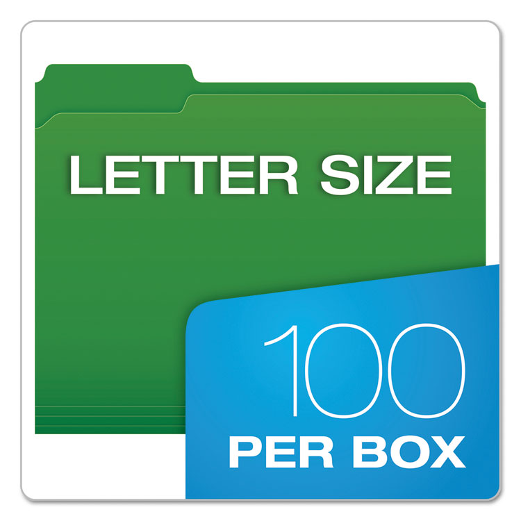 Double-Ply Reinforced Top Tab Colored File Folders, 1/3-Cut Tabs: Assorted, Letter, 0.75" Expansion, Assorted Colors, 100/Box