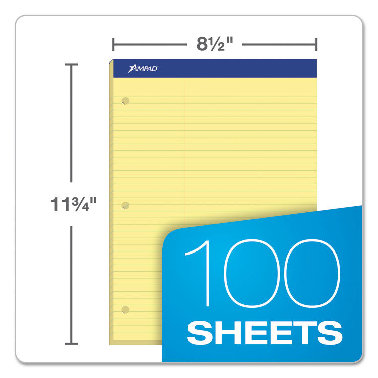 Double Sheet Pads, Pitman Rule Variation (Offset Dividing Line - 3" Left), (100) Canary Yellow 8.5 x 11 Sheets