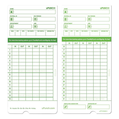 PPZHNTCG1100 CARD,TIME,100/PK
