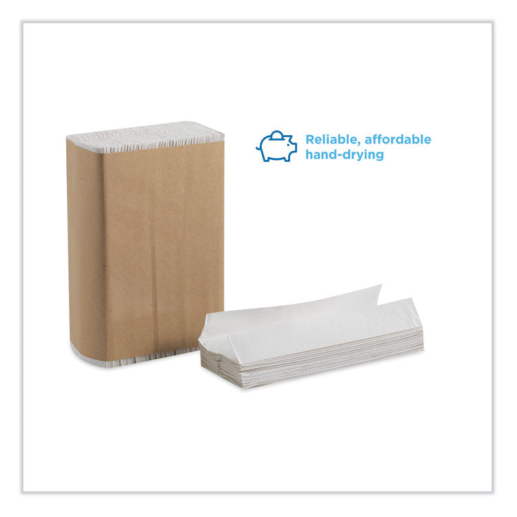Pacific Blue Basic Folded Paper Towel, 1-Ply, 9.2 x 9.4, White, 250/Pack, 16 Packs/Carton