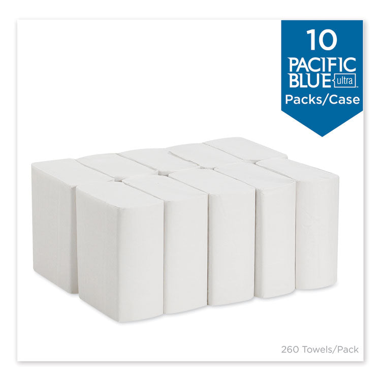 Pacific Blue Ultra Z-Fold Folded Paper Towels, 1-Ply, 8 x 11, White, 260/Pack, 10 Packs/Carton