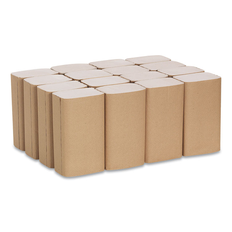 Pacific Blue Basic S-Fold Paper Towels, 1-Ply, 10.25 x 9.25, Brown, 250/Pack, 16 Packs/Carton