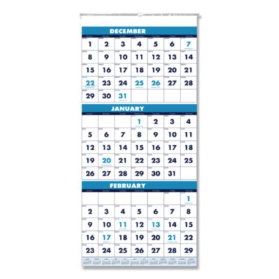 HOD3640 CALENDAR,WALL,3 MONTH,BE