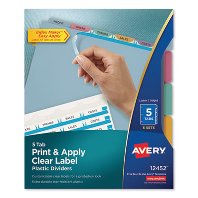 AVE12452 DIVIDER,IM TRANS 5TAB,AST