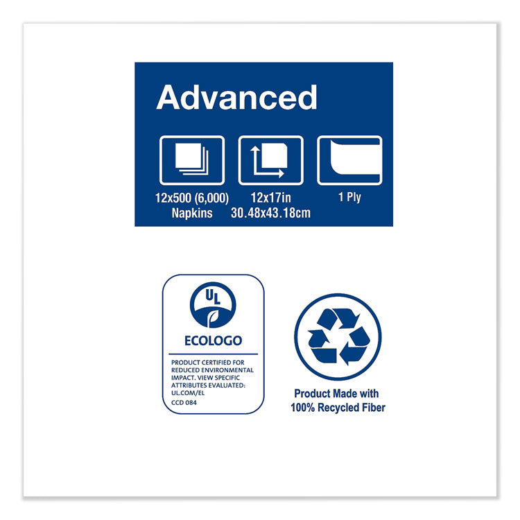 Advanced Masterfold Dispenser Napkins, 1-Ply, 12 x 17, White, 6,000/Carton