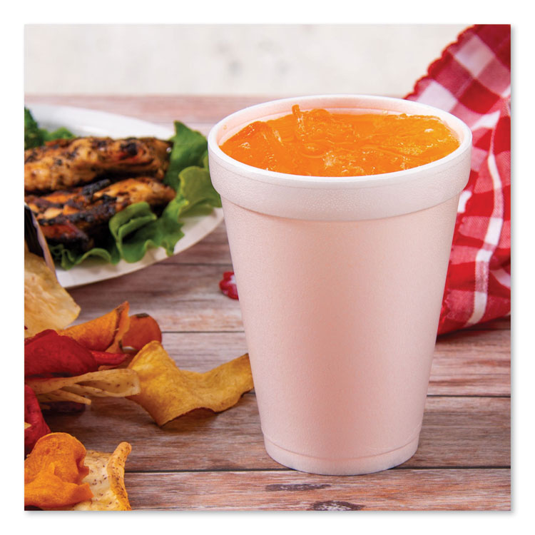 Foam Drink Cups, 12 oz, White, 25/Bag, 40 Bags/Carton