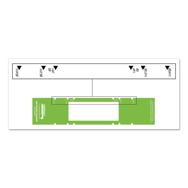 File Pocket Handles, 9.63 x 2, Green/White, 4/Sheet, 12 Sheets/Pack