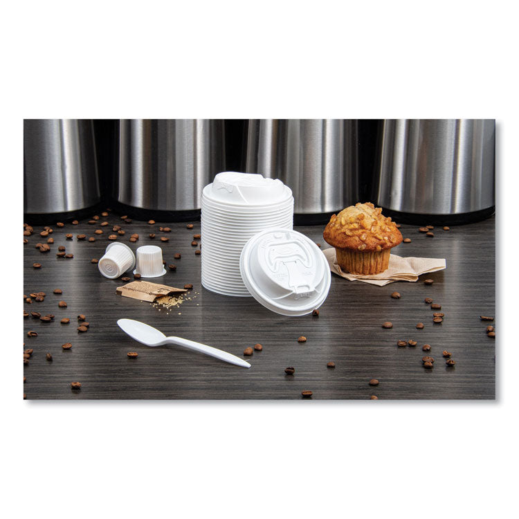 Optima Reclosable Lid, Fits 12 oz to 24 oz Hot Cups, Plastic, White, 100/Pack, 10 Packs/Carton