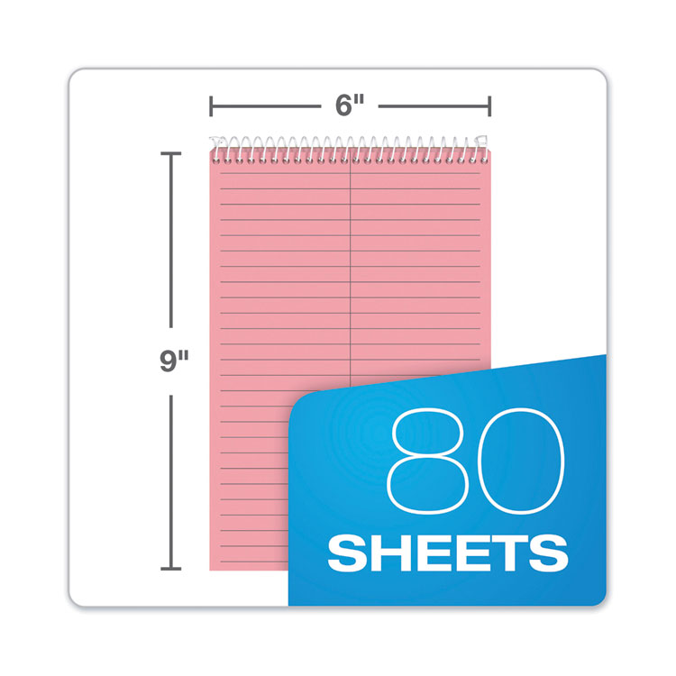 Prism Steno Pads, Pink Cover, Gregg Rule, (80) Pink 6 x 9 Sheets, 4/Pack