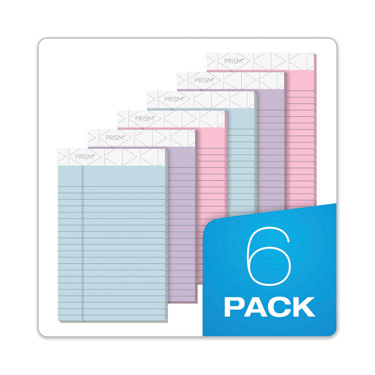 Prism + Colored Writing Pads, Narrow Rule, (50) Assorted Pastel Color 5 x 8 Sheets, 6/Pack