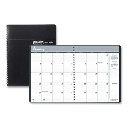 14-Month Recycled Ruled Monthly Planner, 11 x 8.5, Black Cover, 14-Month: Dec 2025 to Jan 2027