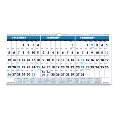HOD3648 CALENDAR,WALL,3 MONTH,BE