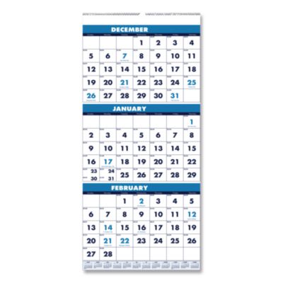 HOD3646 CALENDAR,WALL,3 MONTH,BE