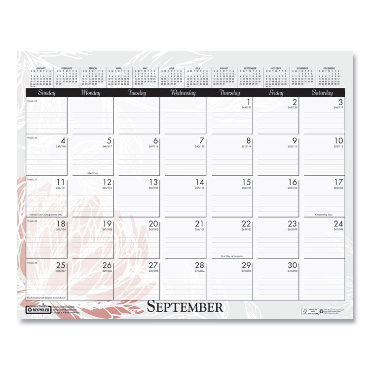 Recycled Wild Flower Wall Calendar, Wild Flowers Artwork, 15 x 12, White/Multicolor Sheets, 12-Month (Jan to Dec): 2026