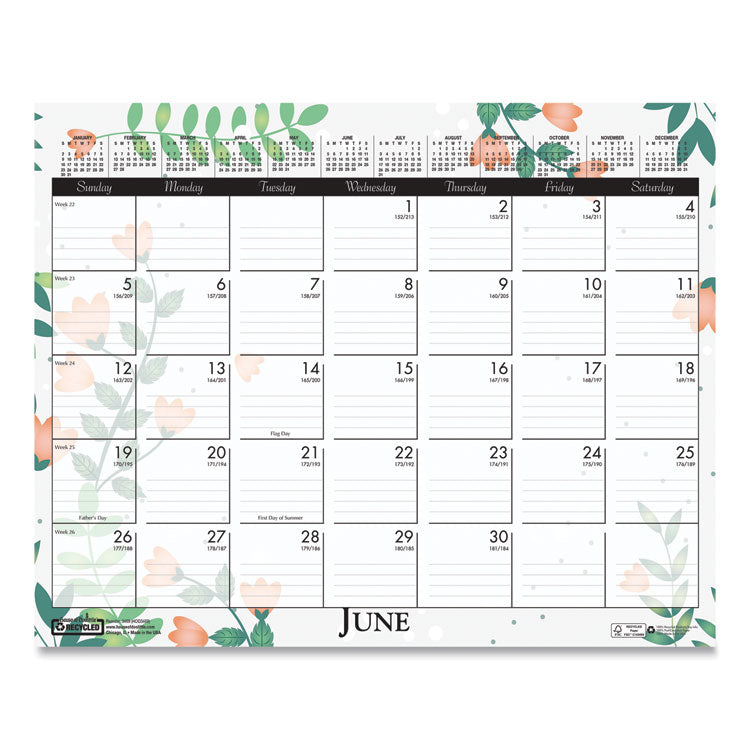 Recycled Wild Flower Wall Calendar, Wild Flowers Artwork, 15 x 12, White/Multicolor Sheets, 12-Month (Jan to Dec): 2026