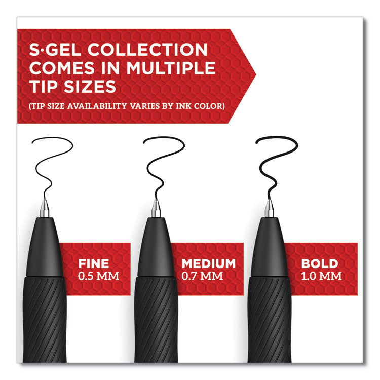 S-Gel High-Performance Gel Pen, Retractable, Bold 1 mm, Black Ink, Black Barrel, 36/Pack