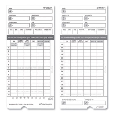 PPZHNTCL2050 CARD,TIME,HN4000,50/PK