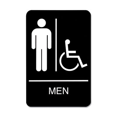 USS9003 SIGN,RSTRM,MEN,6X9,BK/WH