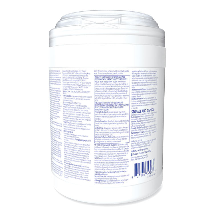 Oxivir TB Disinfectant Wipes, 6 x 6.9, Characteristic Scent, White, 160/Canister, 4 Canisters/Carton
