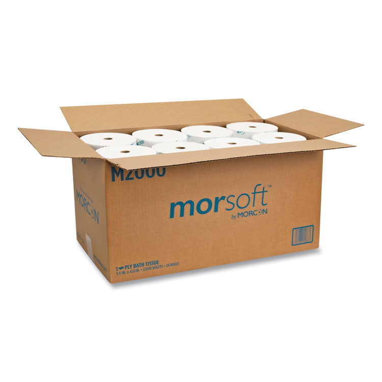 Small Core Bath Tissue, Septic Safe, 1-Ply, White, 2,000 Sheets/Roll, 24 Rolls/Carton