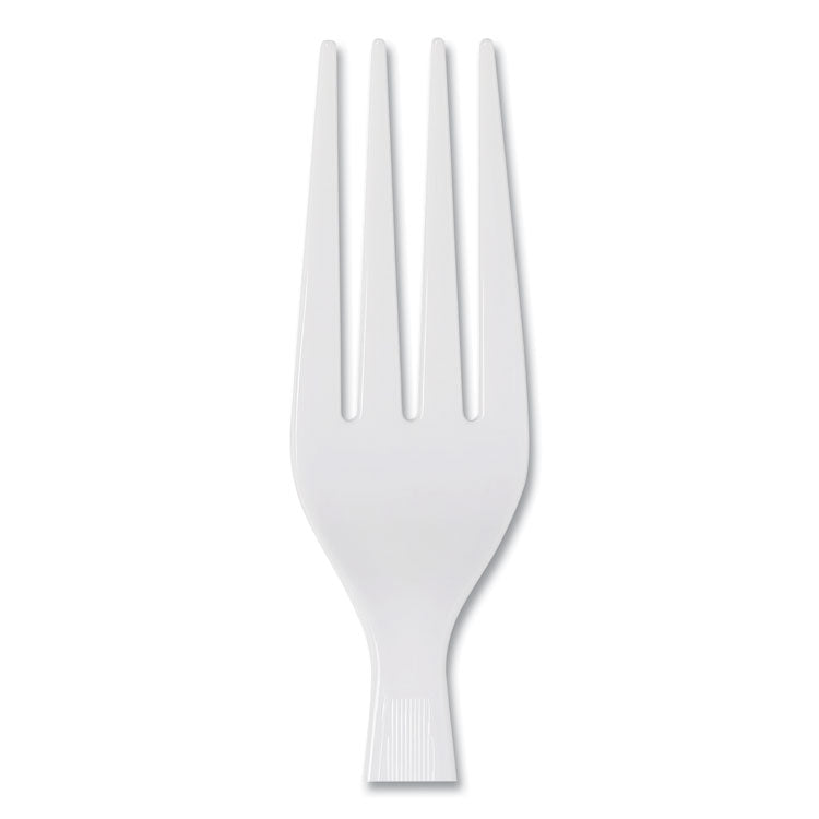 Plastic Cutlery, Heavyweight Fork, White, 1,000/Carton
