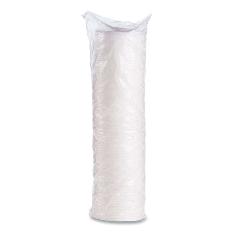 Plastic Lids for Foam Cups, Bowls and Containers, Vented, Fits 6 oz to 14 oz, White, 100/Pack, 10 Packs/Carton