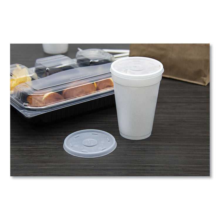 Plastic Lids, Straw-Slot Lid, Fits 12 oz to 24 oz Hot/Cold Foam Cups, Translucent, 100/Pack, 10 Packs/Carton