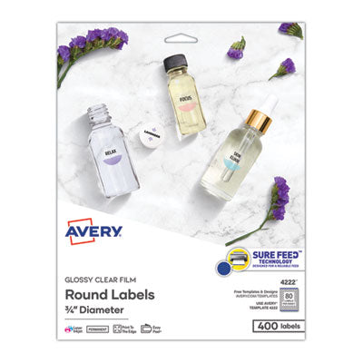 AVE4222 LABEL,3/4",RND,CLR