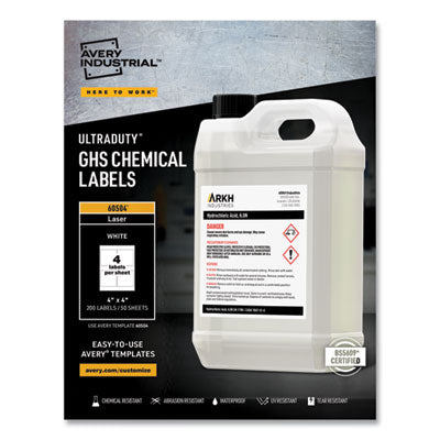 AVE60504 LABEL,GHSCHMCL,200,4X4,WH