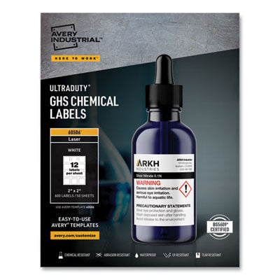 AVE60506 LABEL,GHSCHMCL,600,2X2,WH