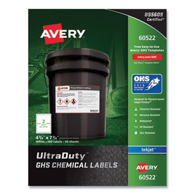 AVE60522 LABEL,GHS,INJT,2UP,100,WH
