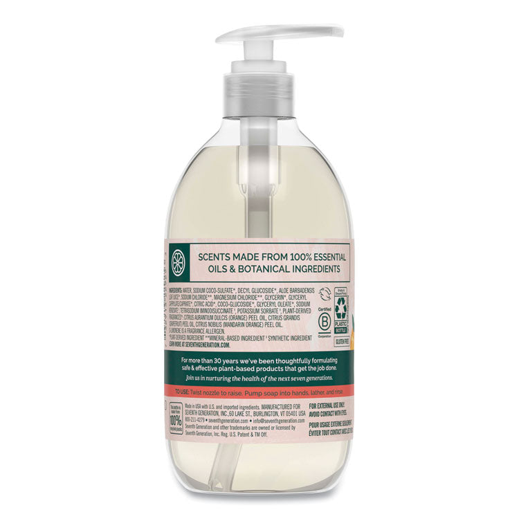Natural Hand Wash, Mandarin Orange and Grapefruit Scent, 12 oz, 8/Carton