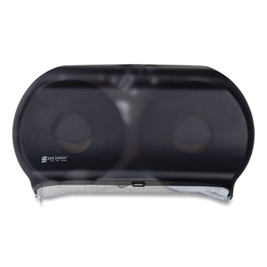 Twin 9" Jumbo BathTissue Dispenser, Classic, 19 x 5.25 x 12, Transparent Black Pearl