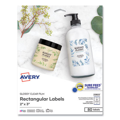 AVE22822 LABEL,2X3,GLOSSY,80PK,CLR