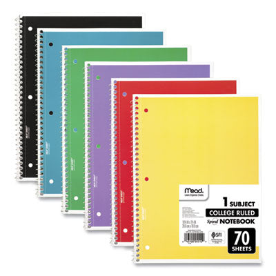 MEA73065 NOTEBOOK,70SHTS,6/PK,AST