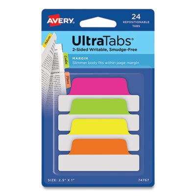 AVE74767 TAB,3.5"W,NEON,24/PK,AST
