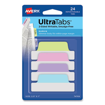 AVE74769 TAB,3.5"W,PSTL,24/PK,AST