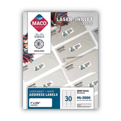 MACML3000 LABEL,LASER & IJ 30UP,WHT