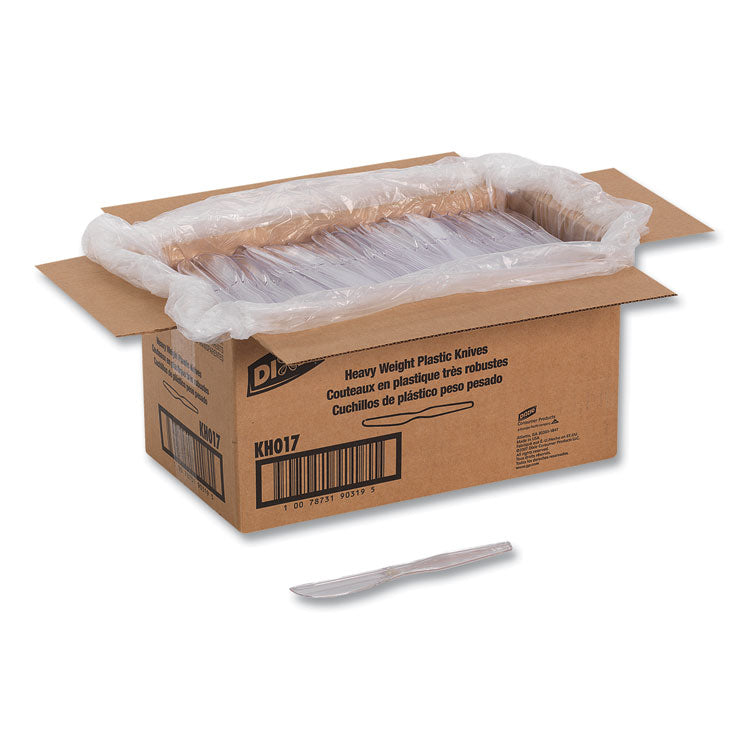Heavyweight Polystyrene Cutlery, Knife, Plastic, Clear, 1,000/Carton