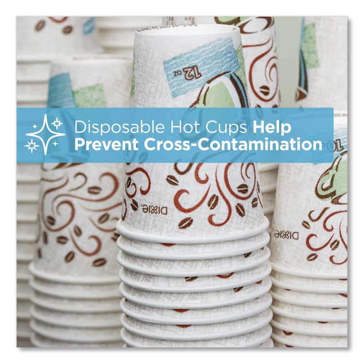 PerfecTouch Paper Hot Cups, 12 oz, Coffee Haze Design, 50/Sleeve, 20 Sleeves/Carton