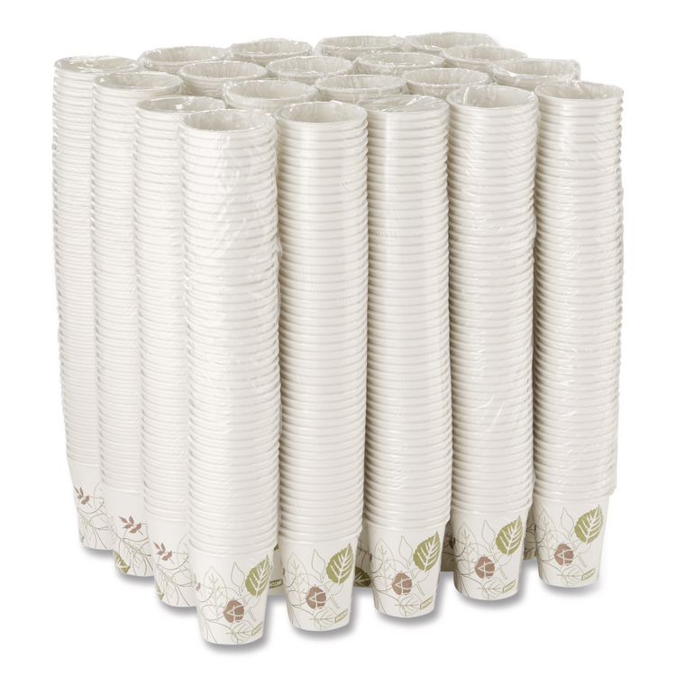 Pathways Paper Hot Cups, 10 oz, White/Brown, 50/Sleeve, 20 Sleeves/Carton