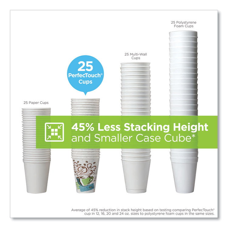 PerfecTouch Paper Hot Cups, 16 oz, Coffee Haze Design, 50/Sleeve, 20 Sleeves/Carton