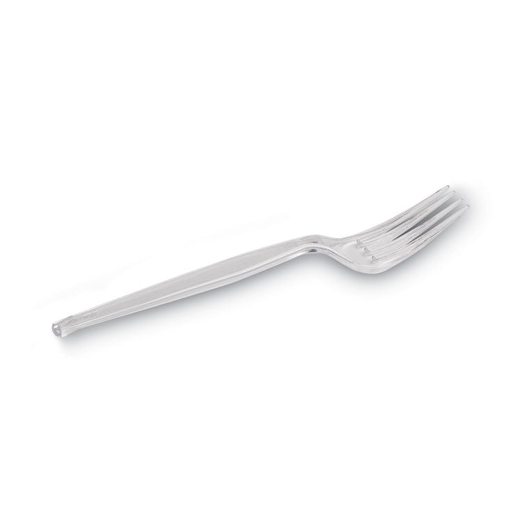 Plastic Cutlery, Heavyweight Fork, Clear, 1,000/Carton