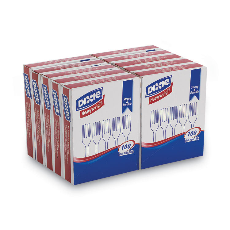 Plastic Cutlery, Heavyweight Fork, White, 100/Box, 10 Boxes/Carton