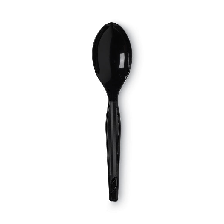 Plastic Cutlery, Heavy Mediumweight Spoon, Black, 1,000/Carton