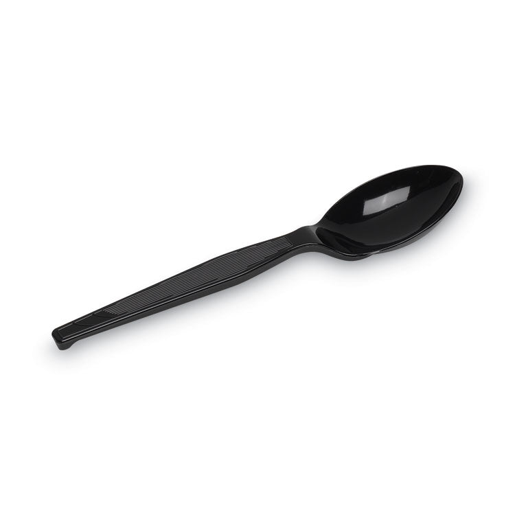 Plastic Cutlery, Heavy Mediumweight Spoon, Black, 1,000/Carton